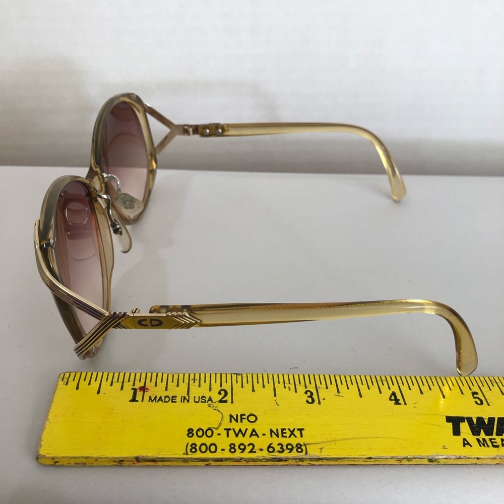 80s Christian Dior Vintage OversizedNew Lens Gold Metal Tone Amber Sunglasses - Picture 11 of 13